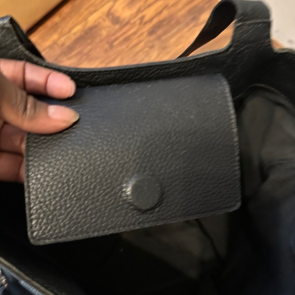 FALOR Leather Large Vintage Black pebbled leather FALOR Italy Hobo Bag nice! - Picture 7 of 11